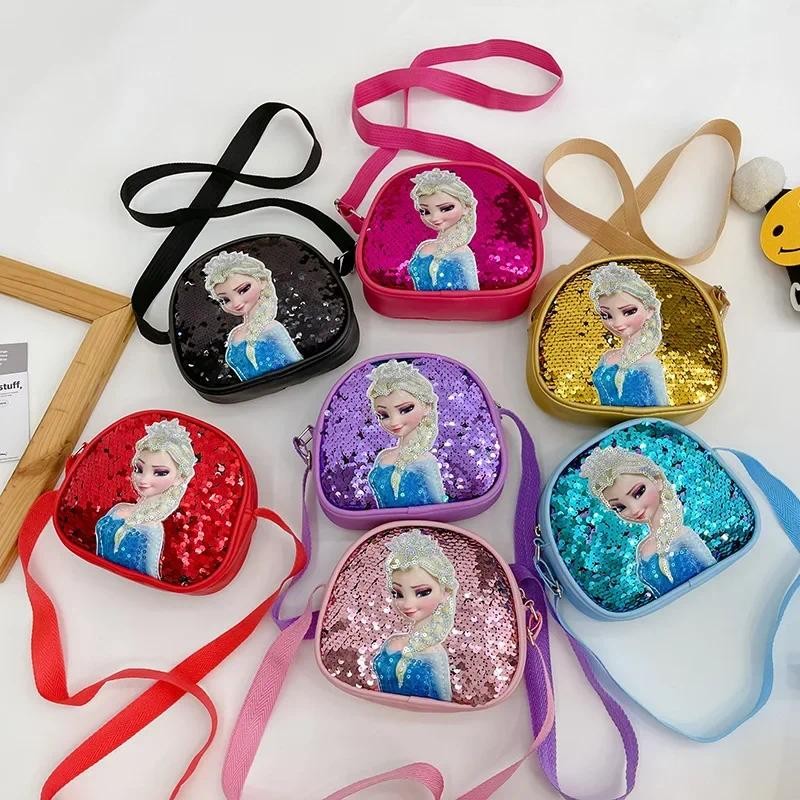 New Disney Frozen 2 Children Crossbody Bag Sequins Elsa Princess Girls Handbags Multifunctional PU L