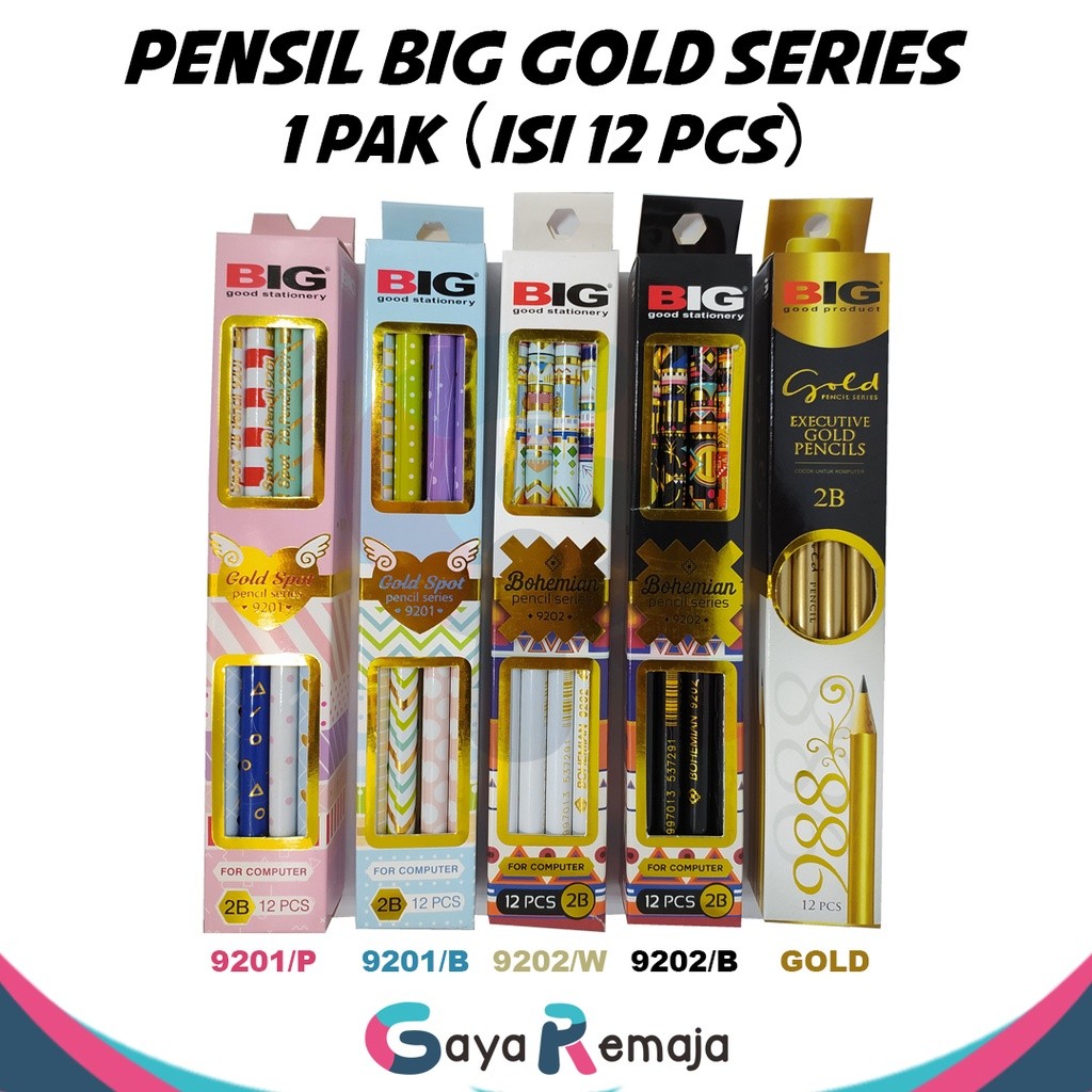 Pensil BIG 2B Executive Gold PS-988 / Boheiman 9202 / Gold Spot 9201 / Pensil 1 Pak