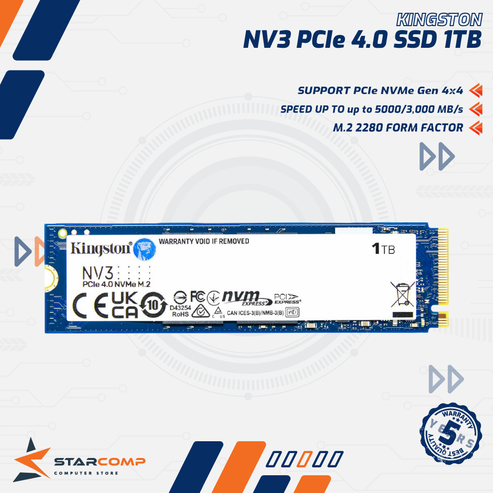 Kingston NV3 1TB SSD Internal M.2 NVMe 2280 PCIe Gen 4x4 NV 3