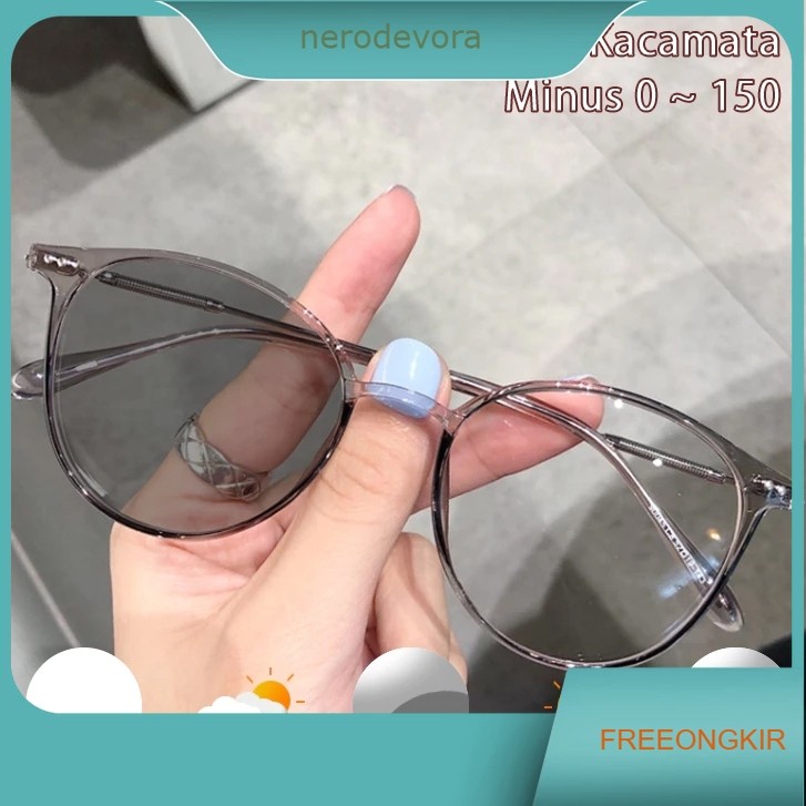 2 in1 Kacamata Minus Fashion Kacamata Photocromic 0 ~ -1.5 Wanita Anti Radiasi Unisex Kacamata BS067