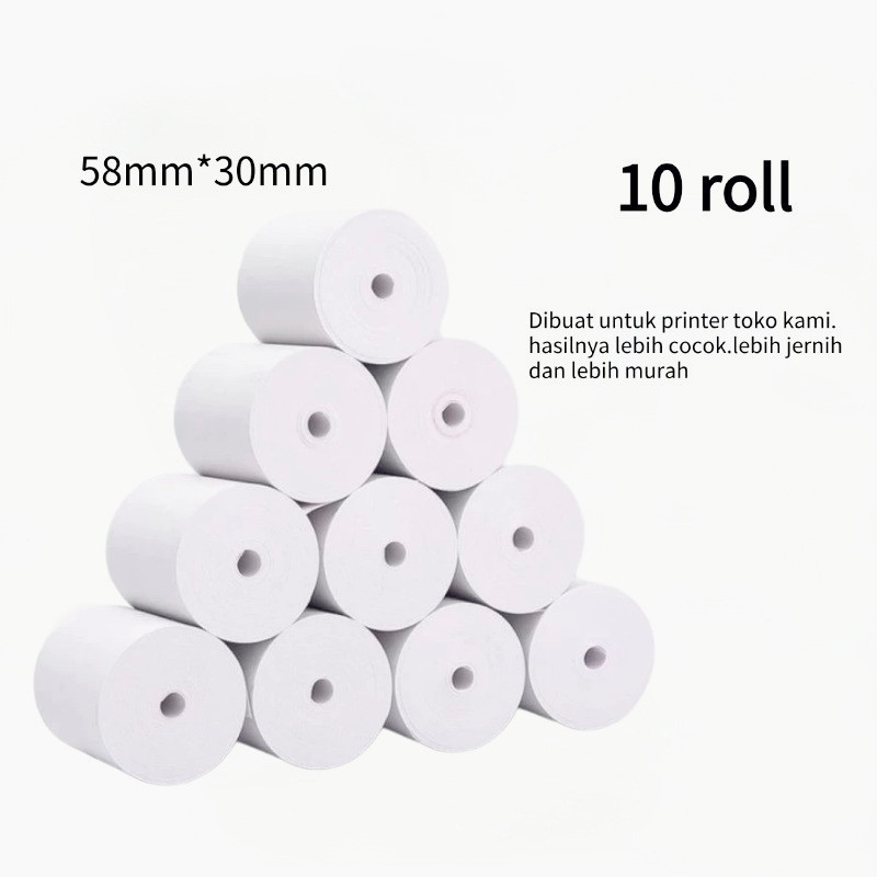 Thermal Paper 58x30mm Bulk Kertas Struk 58x30 10roll SUPPROT POS-58b/POS58A/MP-58A1/MP-58N/MP-58M/MP