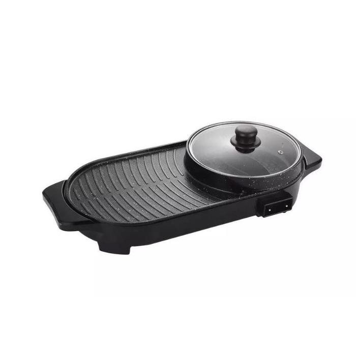SKHOMEDECOR Korean Grill Pan BBQ Large Electric Multifungsi 2in1 Hotpot BBQ hotpot Shabu shabu - Sma
