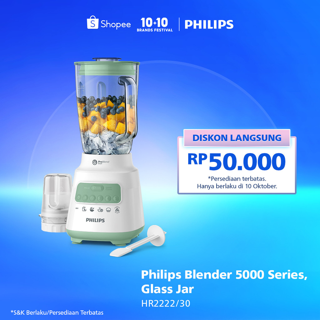 TERLARIS Blender Philips Kaca 2 liter - 5000 Series HR2222/30 - Blender jus - Blender bumbu philips