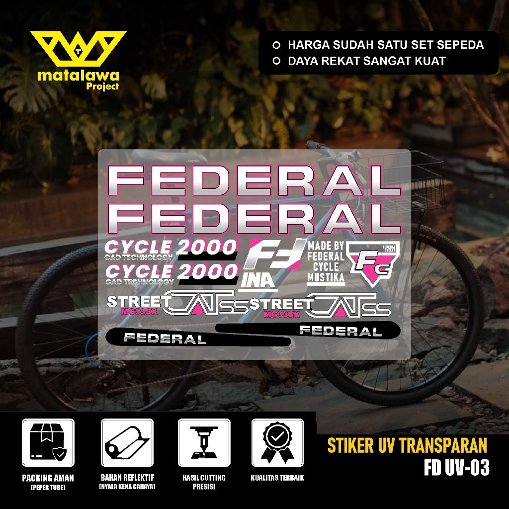 Stiker Decal FEDERAL UV TRANSPARAN STREET CAT 550 ss Stiker Sepeda MTB Bike Pussycat MG 33 SX SET 03