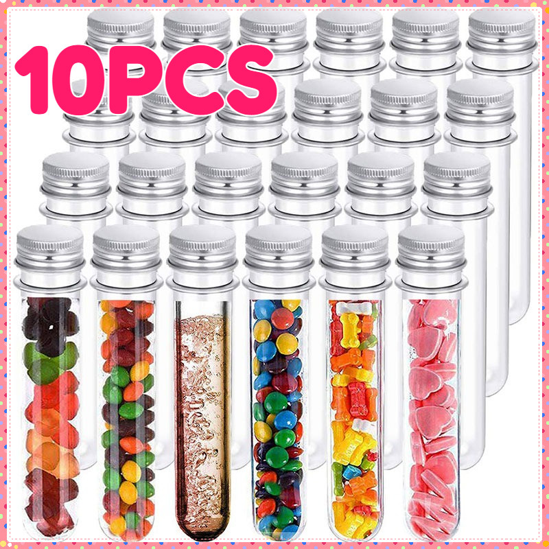 10pcs Tabung Reaksi Plastik  / Tabung Plastik Test 40ml Tutup Alumunium Clear Plastik Test Tube