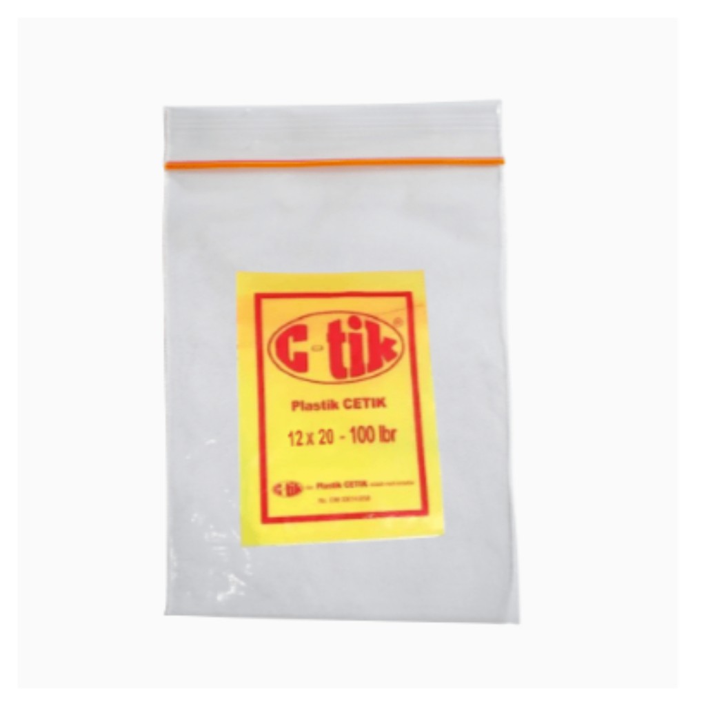 Plastik Klip Cetik C-Tik Ctik 12x20 Kantong Zipper Bening Ziplock 100 pcs