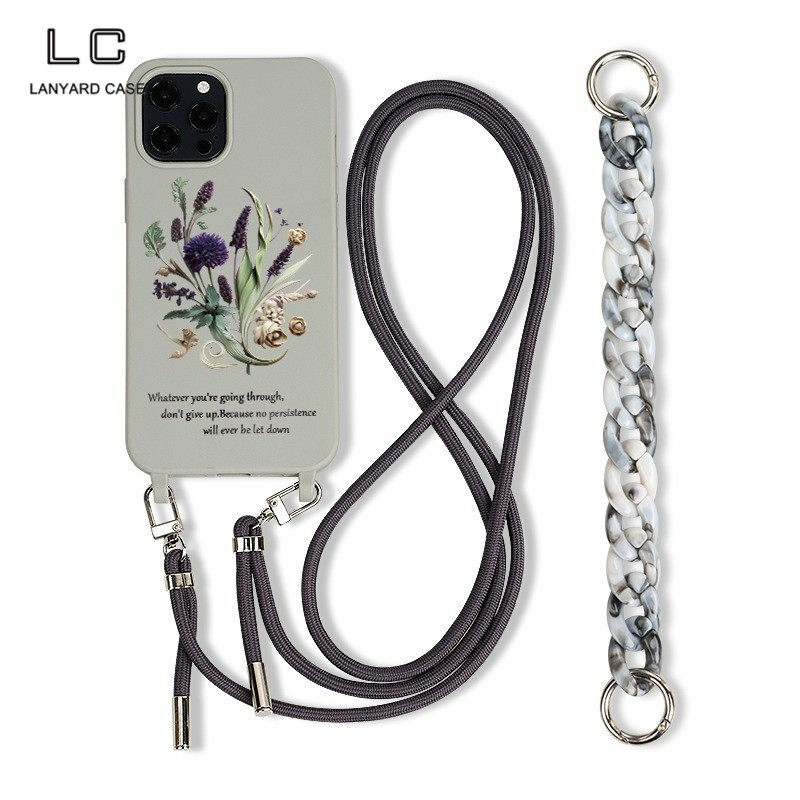 Case Hp Dengan Rantai 3 in 1 for iPhone 13 12 11 Pro Max Shockproof Cover with Lanyard