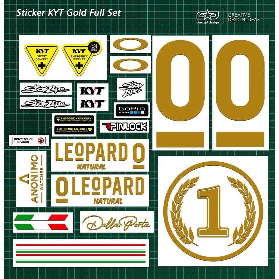 Sticker Helm KYT Full Set Gold Leopard