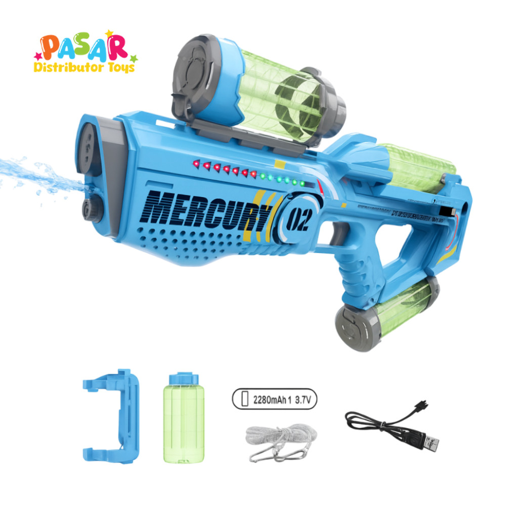Mainan Anak MERCURY M2 WATER GUN BATTLE JM33028-BTP Mainan Tembakan Air Otomatis Electric Water Gun
