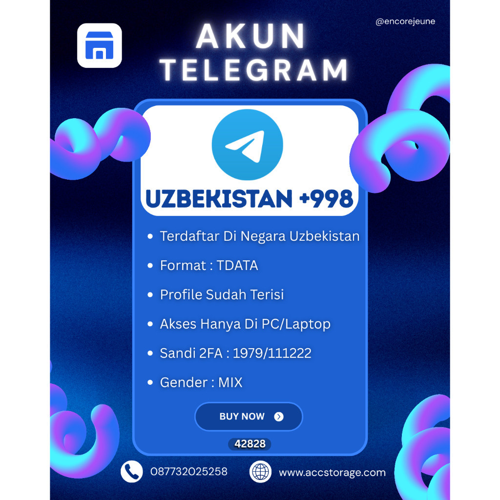Akun Telegram | Akun Tele | Telegram Akun | Uzbekistan (+998) | Fresh | 2FA