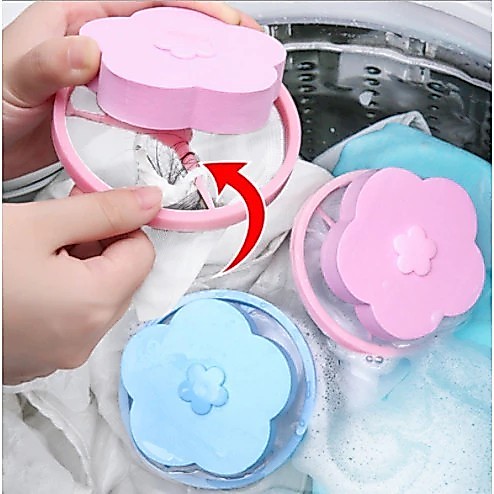 Filter Bag Apung Mengapung Kantong Pembersih Penyaring Kotoran Rambut tissue Kertas Benang Pakain Dalam Mesin Cuci Laundry Mesh Bag Kantung Saring Filter Mesin Cuci Motif Bunga Perawatan Awet Mesin Cuci