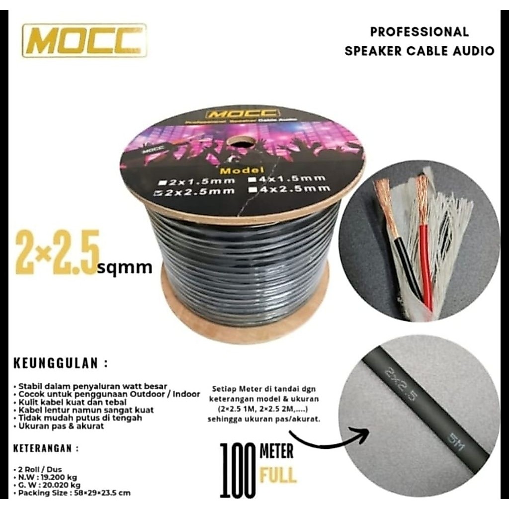 (PER METER) Kabel Speaker MOCC 2 X 2,5 MM2 Audio Isi 2 Kabel Speker 2X2.5 MM2 First Class