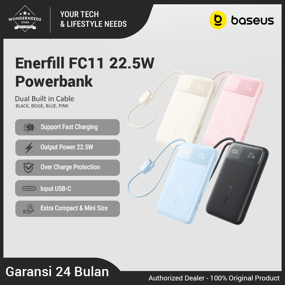 Baseus EnerFill FC11 22.5W 10000mAh PowerBank Digital Display Built-in Cables