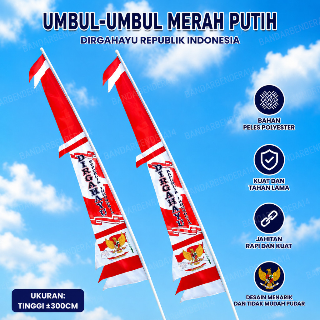 ( Bandir ) Umbul Umbul 3 Meter Polyester Cerah