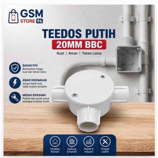 TEEDOS PUTIH / T Dus Cabang 3 20MM Clipton Putih PP T-Dus T-Doos Dos Doos Original