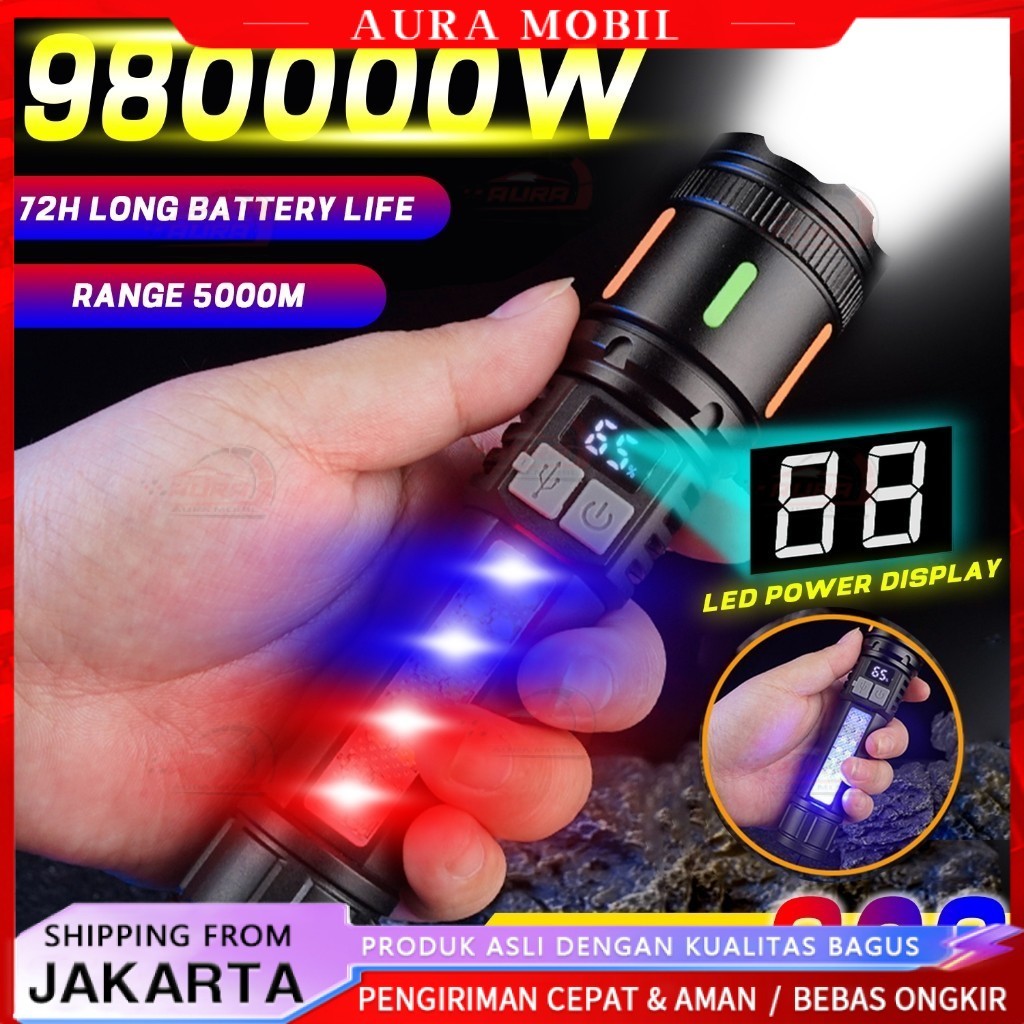 High Power LED Senter Swat Police Terbaik / Senter Led Rechargeable / Senter Cas Usb Zoom Jarak Jauh