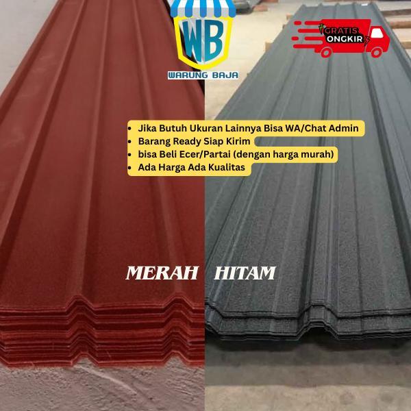 Spandeck pasir - genteng berwarna - warungbaja - spandek pasir - 4 Meter Merah