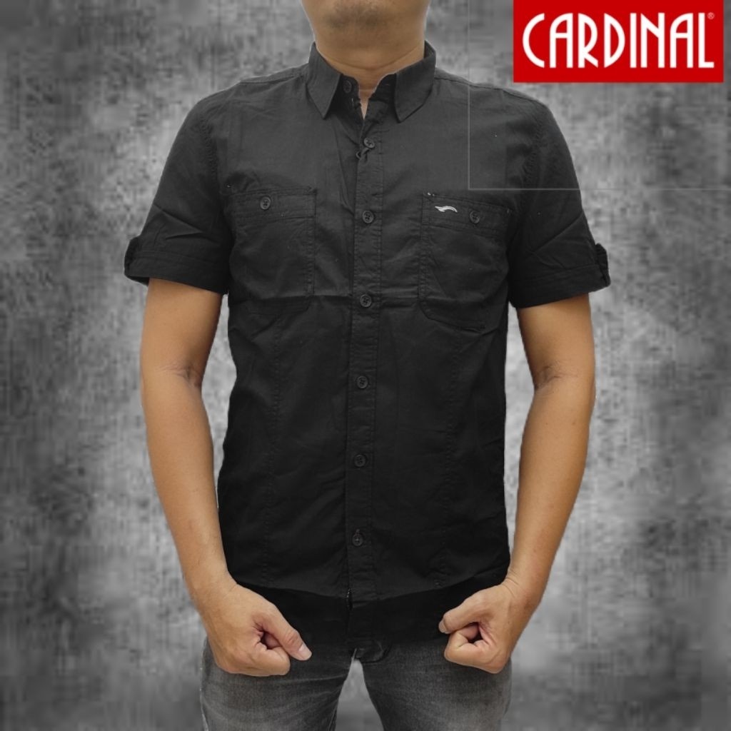 promo CARDINAL size M- XXL KEMEJA PENDEK CARDINAL / KEMEJA HITAM POLOS CARDINAL / KEMEJA CARDINAL PE