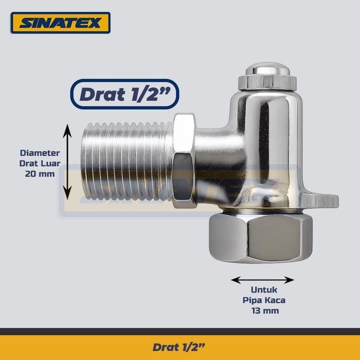 HOT PRODUK Kran Kaca Boiler Setrika Uap Elbow Kaca Tabung Boiler Setrika Uap 3/8" 1/2" Sinatex Nagam