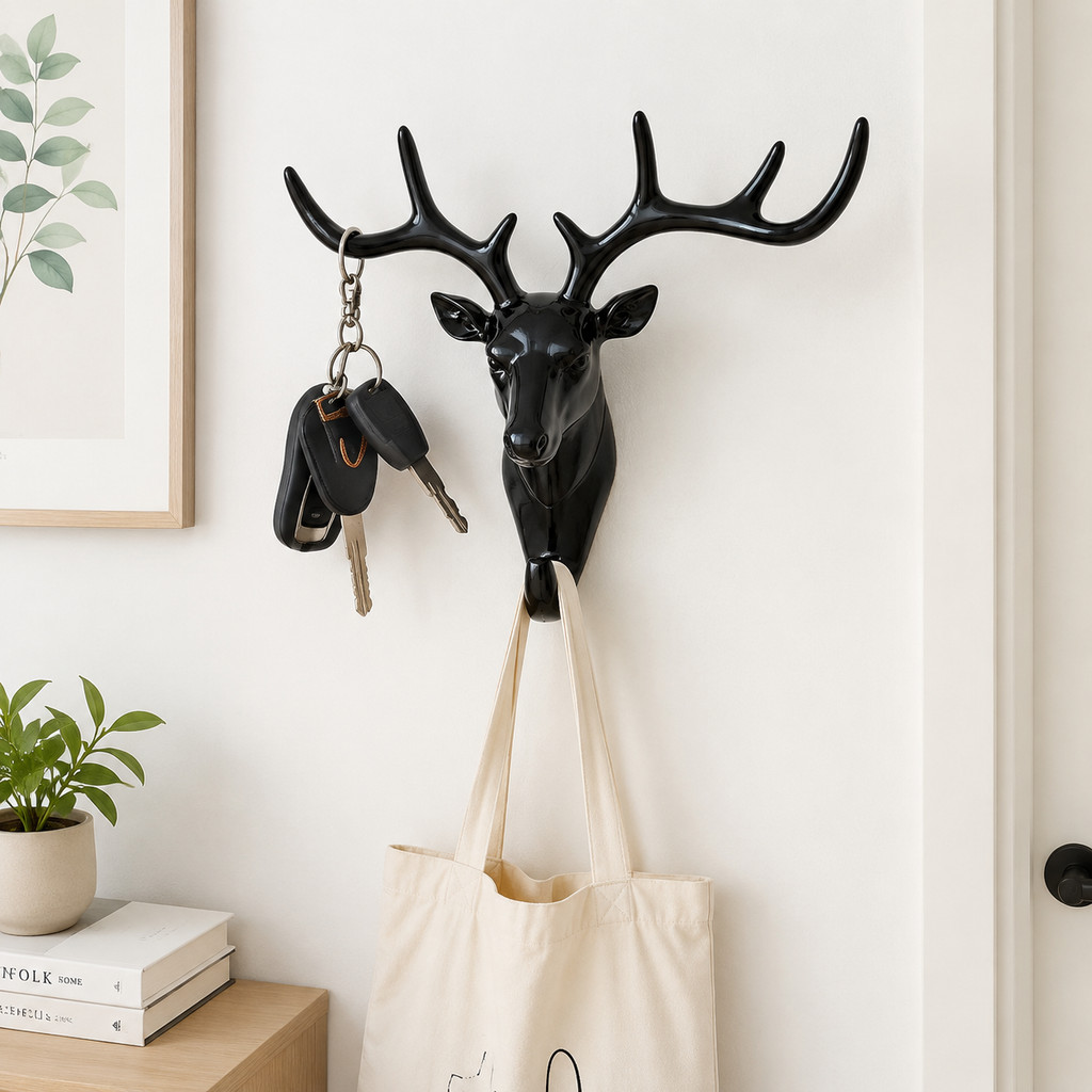 Hanger Gantungan Kunci Dinding Tanduk Rusa Doe Deer Key Hooks Stand Hook Dekorasi Pajangan Gantung V