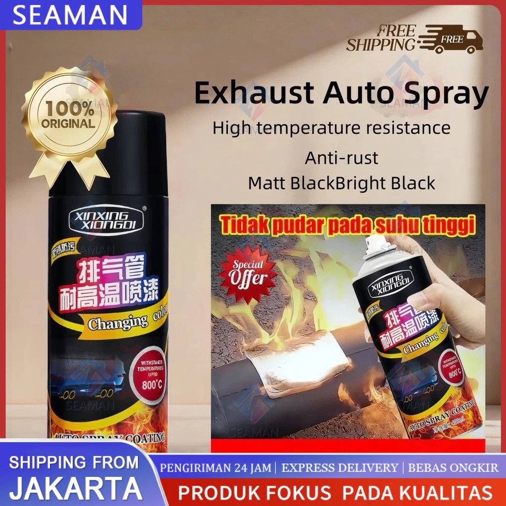 COD Cat Semprot Hi-Temp 450ML Tahan Suhu Tinggi 1000°C Hitam Doff Anti Panas Untuk Knalpot Mesin Kom