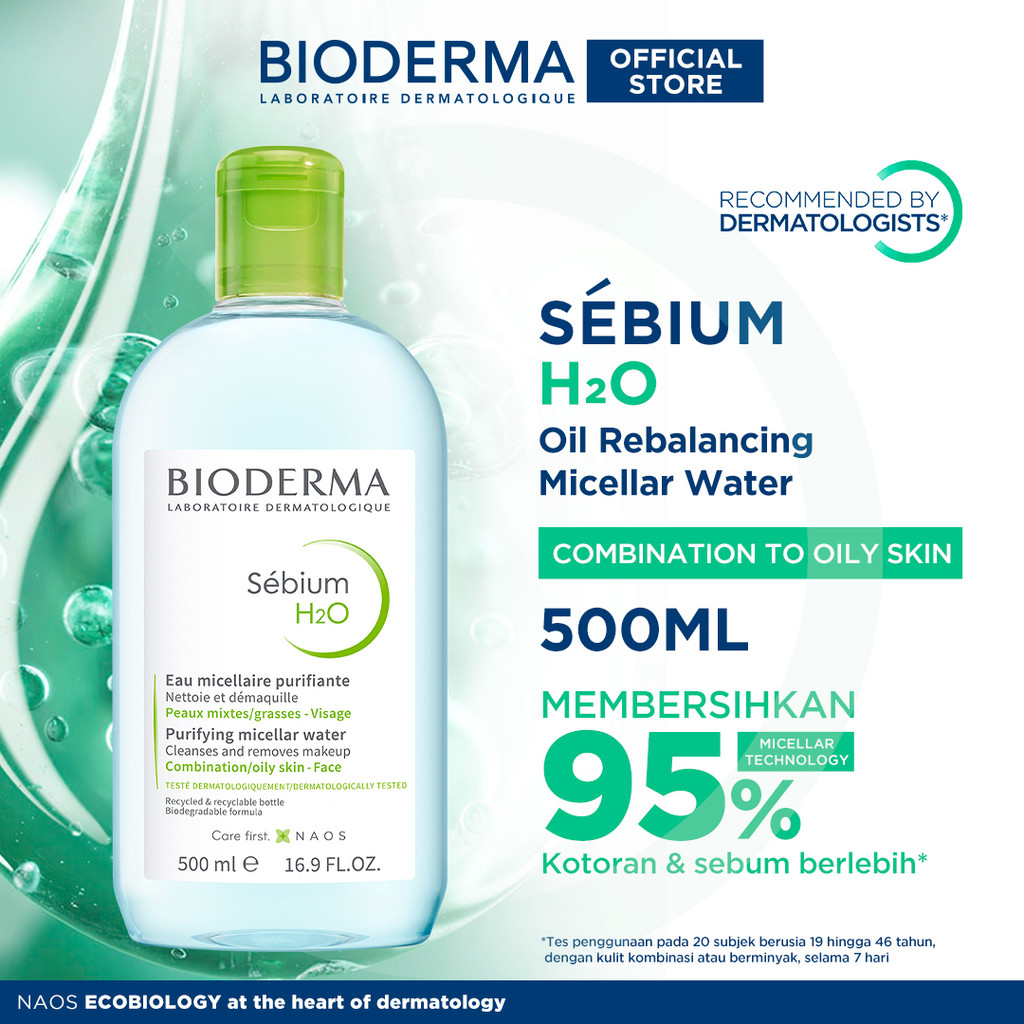 Bioderma Sebium H2O 500 ml - Micellar Water untuk Kulit Kombinasi / Berminyak / Berjerawat