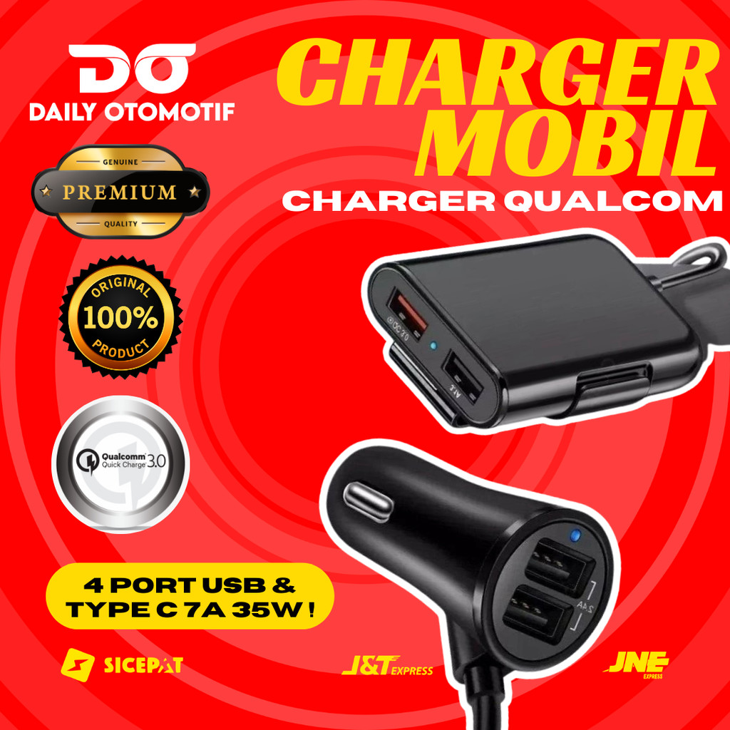 Charger Mobil Pengisian Cepat – 4 Port USB 3.1A Qualcomm Quick Charge CHG1