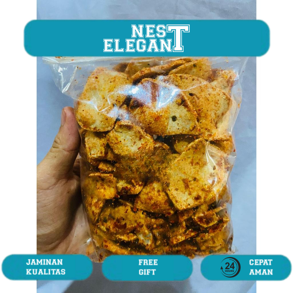 

basreng keripik/basreng bulat/basreng koin pedas daun jeruk bumbu melimpah