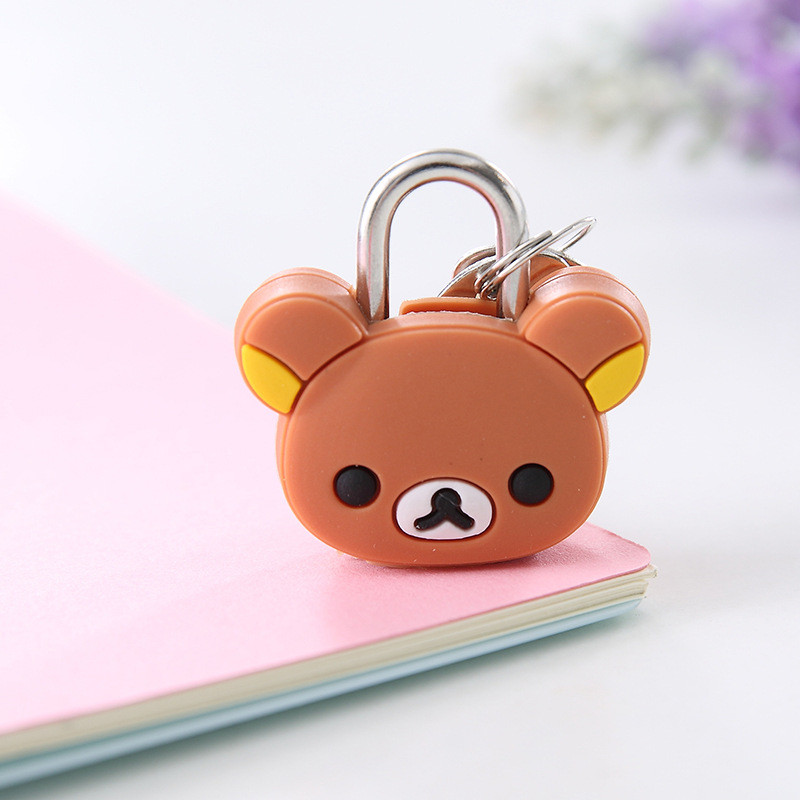 

Kawaii Cartoon Rilakkuma Mini Lock for Gym Wardrobe Luggage Diary Easy Teddy Bear Metal Safe Drawer Locks Travel Bag Accessories