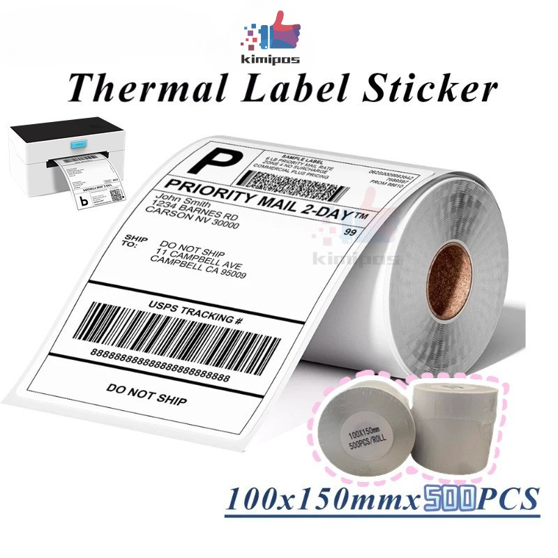 

KERTAS STICKER LABEL THERMAL 100 X 150MM ROLL ISI 500 LEMBAR/printer resi