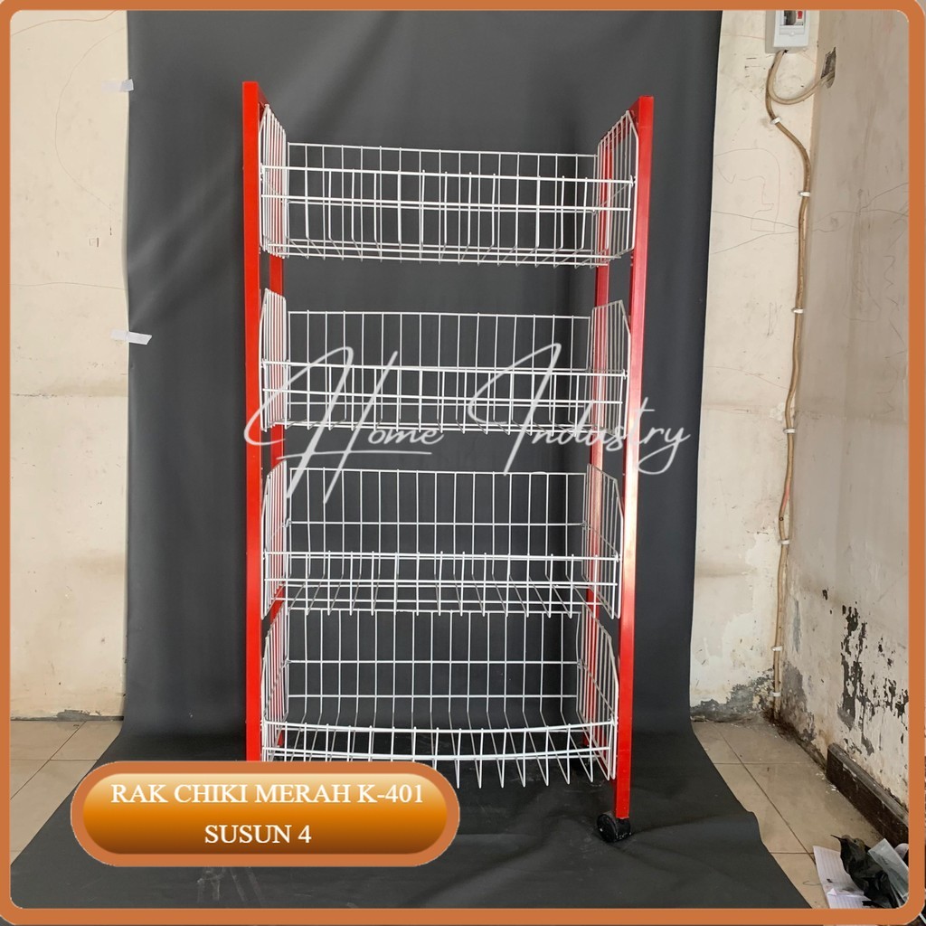 Rak Serbaguna Besi Susun 4 Roda/Rak Besi/Rak Gudang/Rak Ciki Besi/Rak Serbaguna