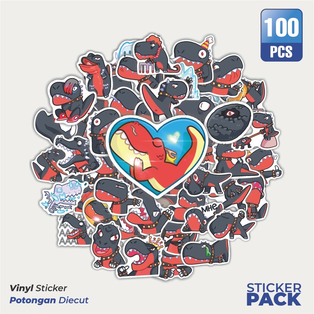 

Super Hemat! 100 PCS Stiker Animal Cute T-Rex Waterproof Aesthetic- Untuk Laptop, Motor, dan Helm - Paper Stationery Pack