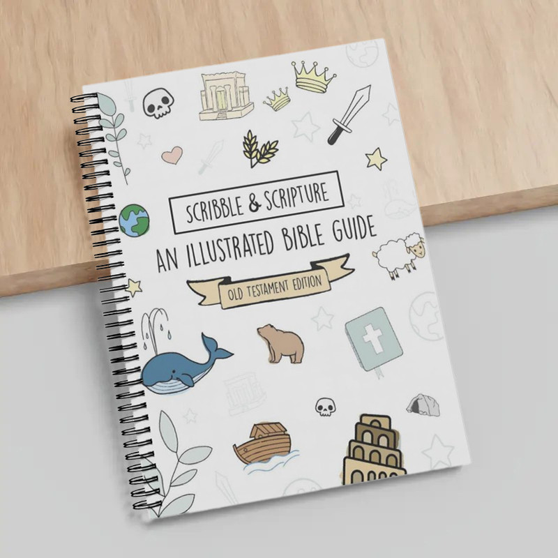 

NEW Scribble & Scripture The Bible Made Simple - Illustrated Bible Guide Spiral-Bound Notebook With Inspirational Illustrations