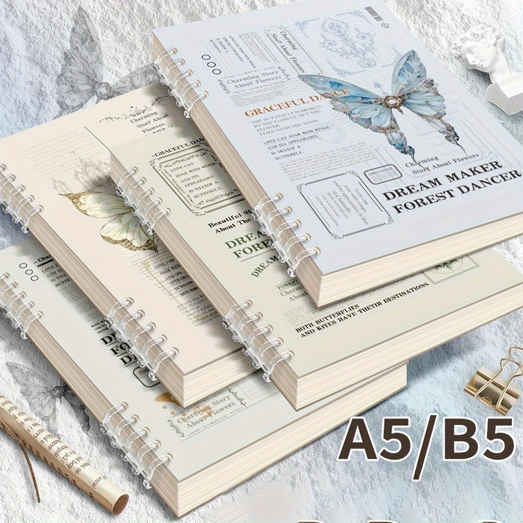

1pc Butterfly Theme A5/B5 Notebook - 60 Sheets/120 Pages Detachable Loose Leaf Journal with Ring Binding, Light & Soft Polypropy