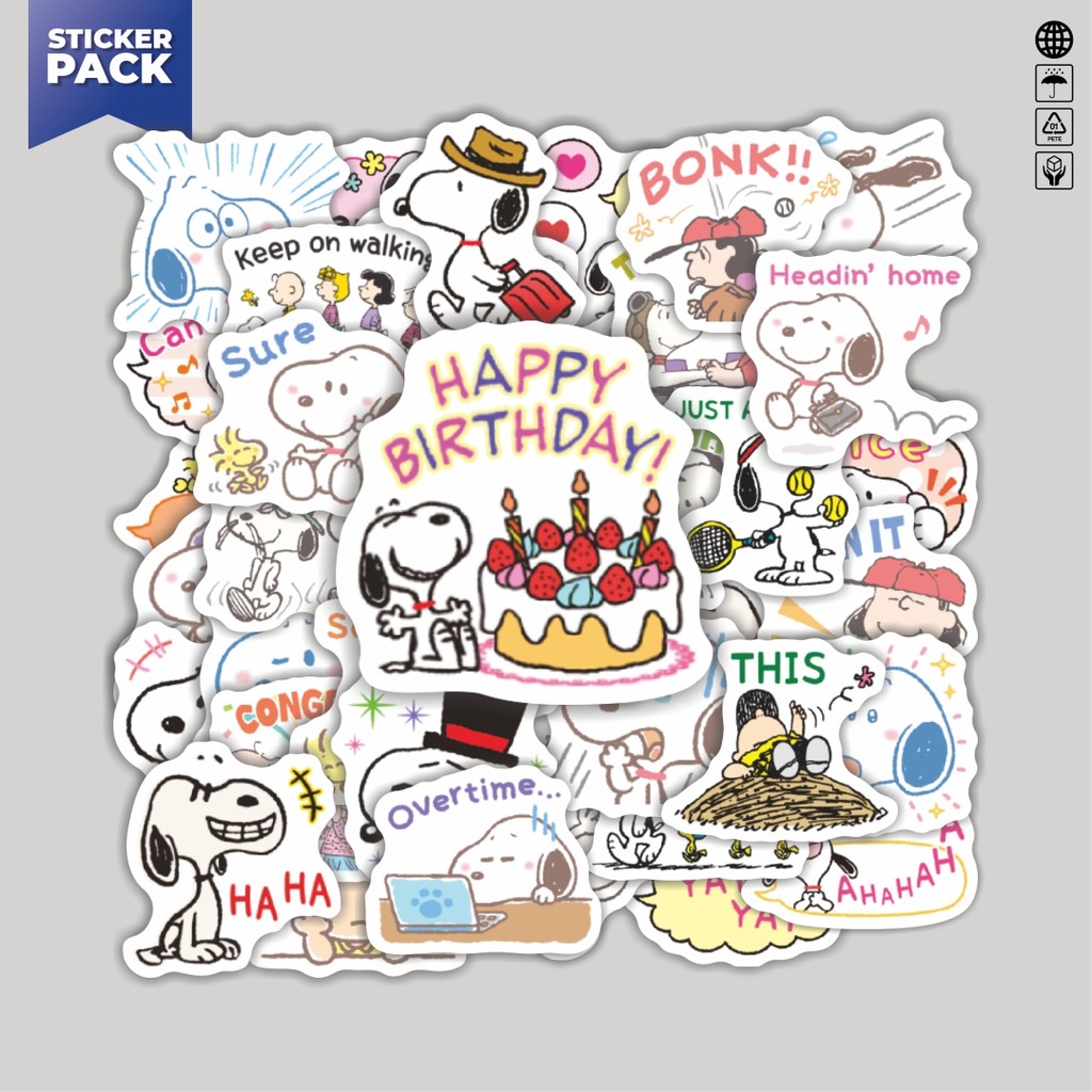 

[100PCS]Stiker Pack Stiker Kartun Snoopy V29 Aesthetic Vinyl Anti Air Dekorasi Sticker Laptop Buku Journal Koper Helm Casing HP Gitar Helm Skateboard