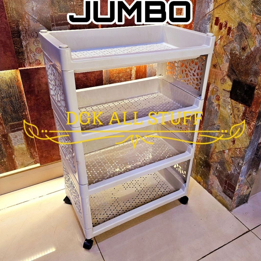Rak Keranjang Troli Segi Persegi Yoyo Dapur Salon Dorong Toilet Kamar Mandi Buku Makeup Skincare Kos