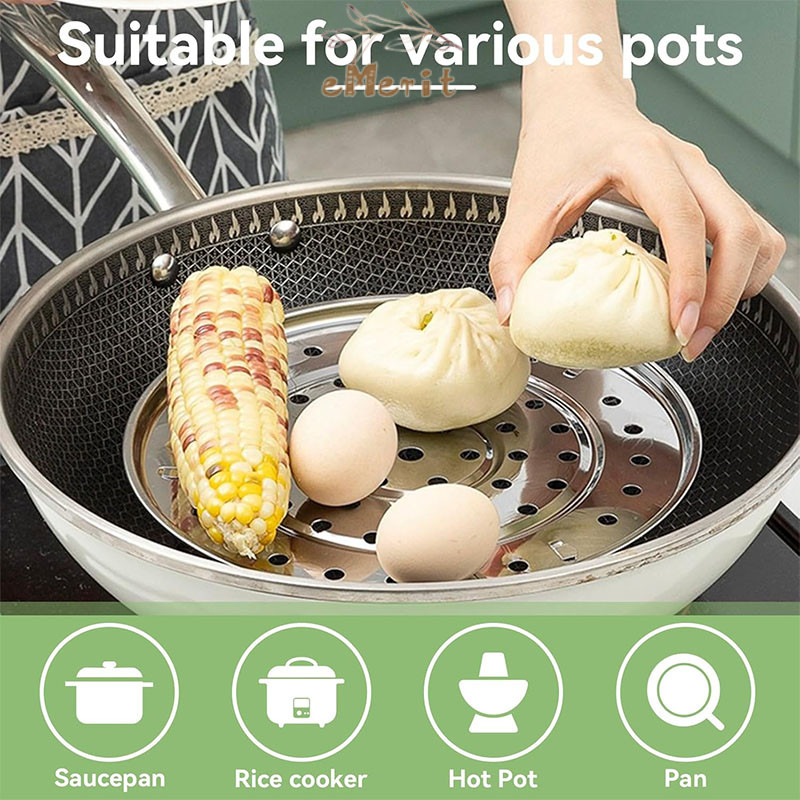

Stainless Steel Home Steaming Tray Rak Mengukus Tebal Tahan Air Kaki Tinggi eMerit