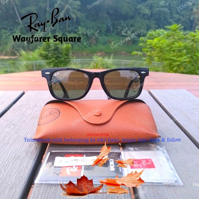 Kacamata Rayban Wayfarer Square 2151 Black Glossy Sunglasses Terbaru