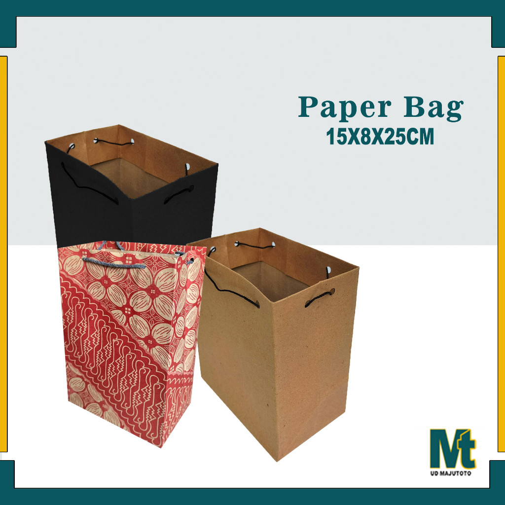 

(PAKET 12 PCS) Paper bag 15x8x25 cm/ polos paperbag Craft coklat goodie bag