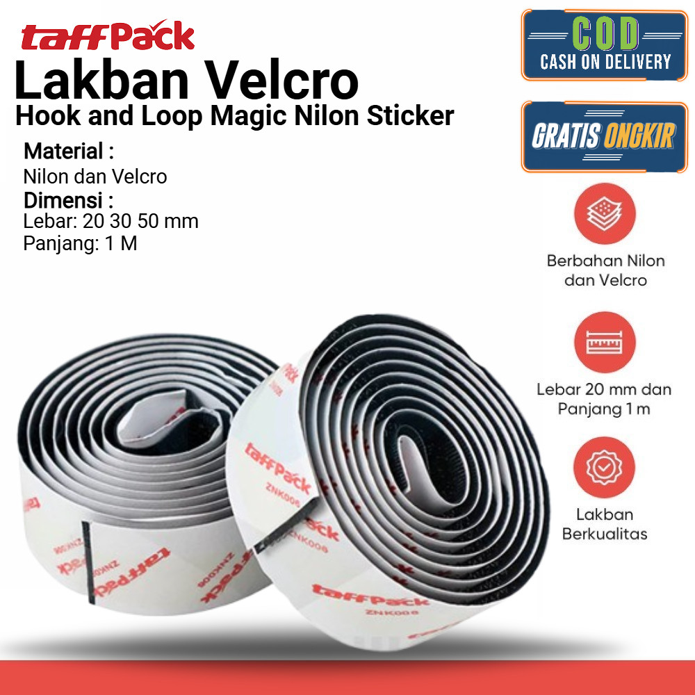

Lakban Velcro Hook and Loop Magic Nylon Sticker Perekat Serbaguna Kretekan 1M - ZNK006 - COD