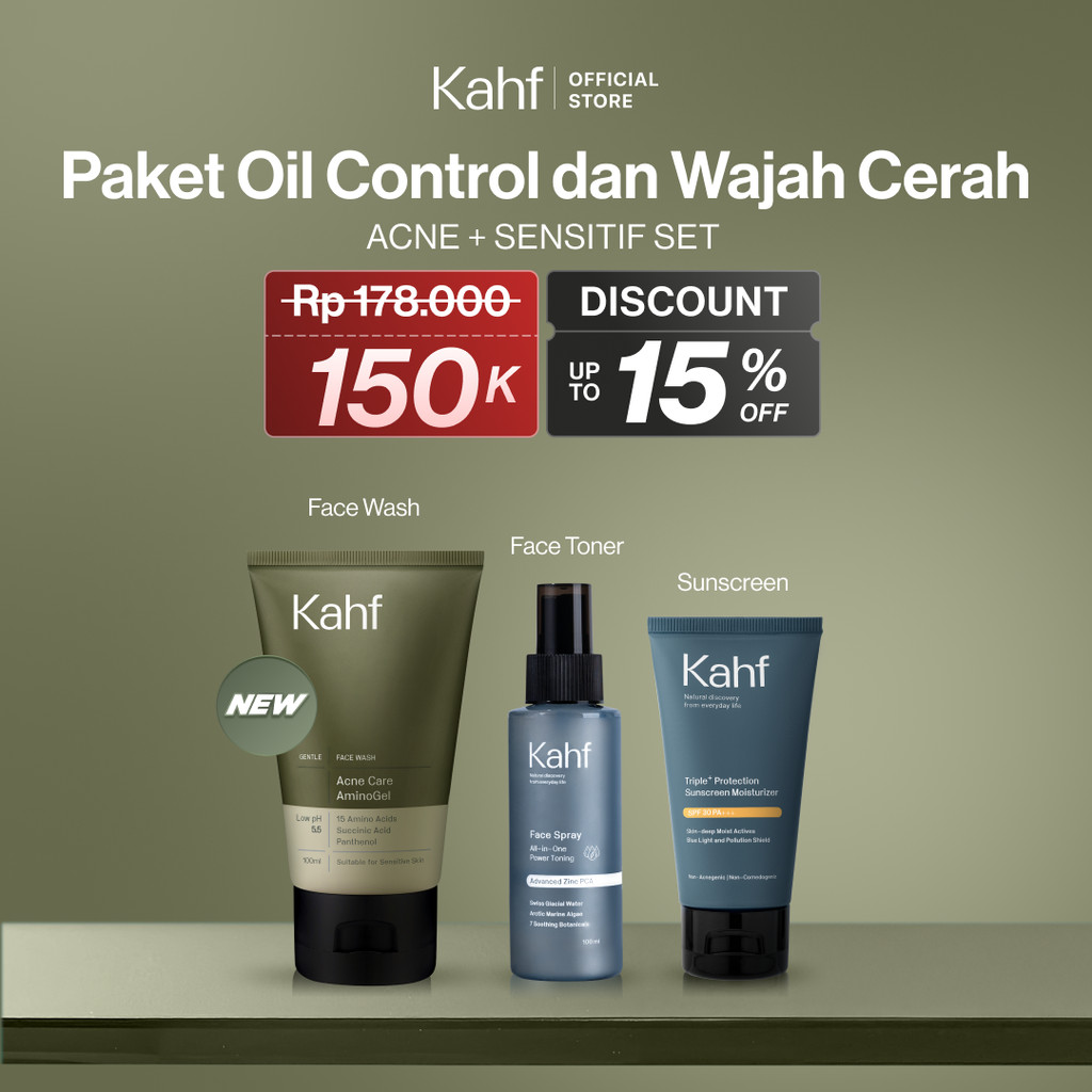 [SPECIAL KAHF DECODE : BUNDLE 3IN1 PAKET PERAWATAN KULIT BERMINYAK] Paket Tanpa Minyak & Cerah (Face