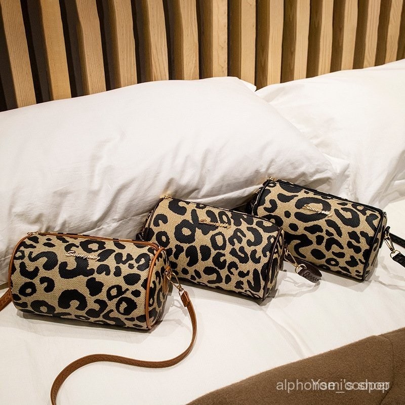 Tas Wanita Vintage Motif Macan Tutul, Tas Bantal, Tas Kanvas Populer