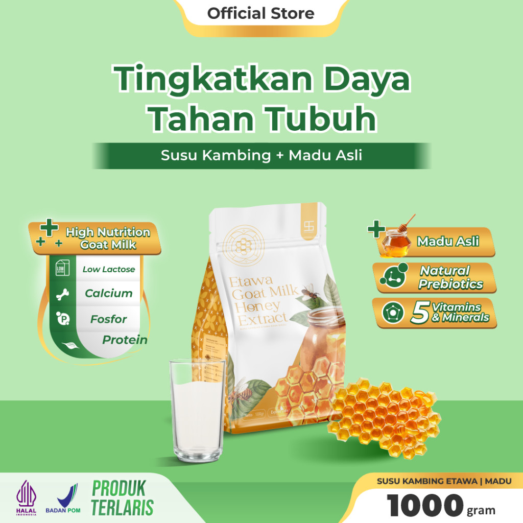 

Ternak Syams Susu Kambing Etawa Bubuk Rasa Madu 1KG rendah gula asam urat nyeri sendi lutut osteoporosis kebas keram kesemutan pengeroposan tulang gigi lansia pegel linu syaraf kejepit diabetes hipertensi radang pernafasan paru paru TB gerd magh imunitas