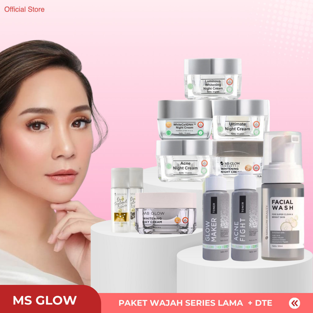 Ms Glow Beauty Paket Wajah Skincare 1 Set Lengkap Series Lama Whitening Luminous White Cell DNA WCD 