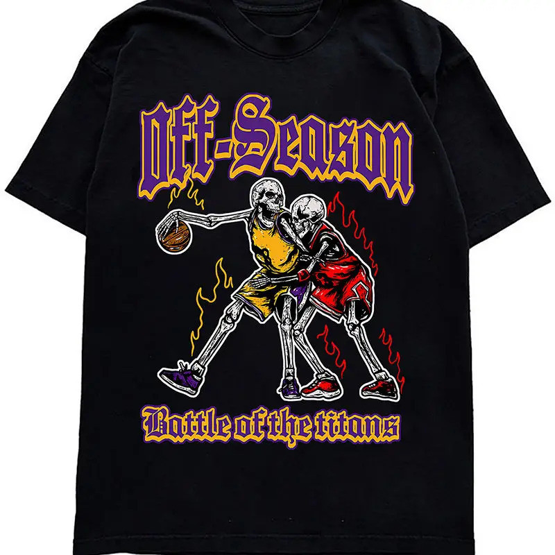 MABA Merek Trendy Amerika Bintang Basket dan Cetakan Ular T-shirt Lengan Pendek Longgar Pria T-shirt