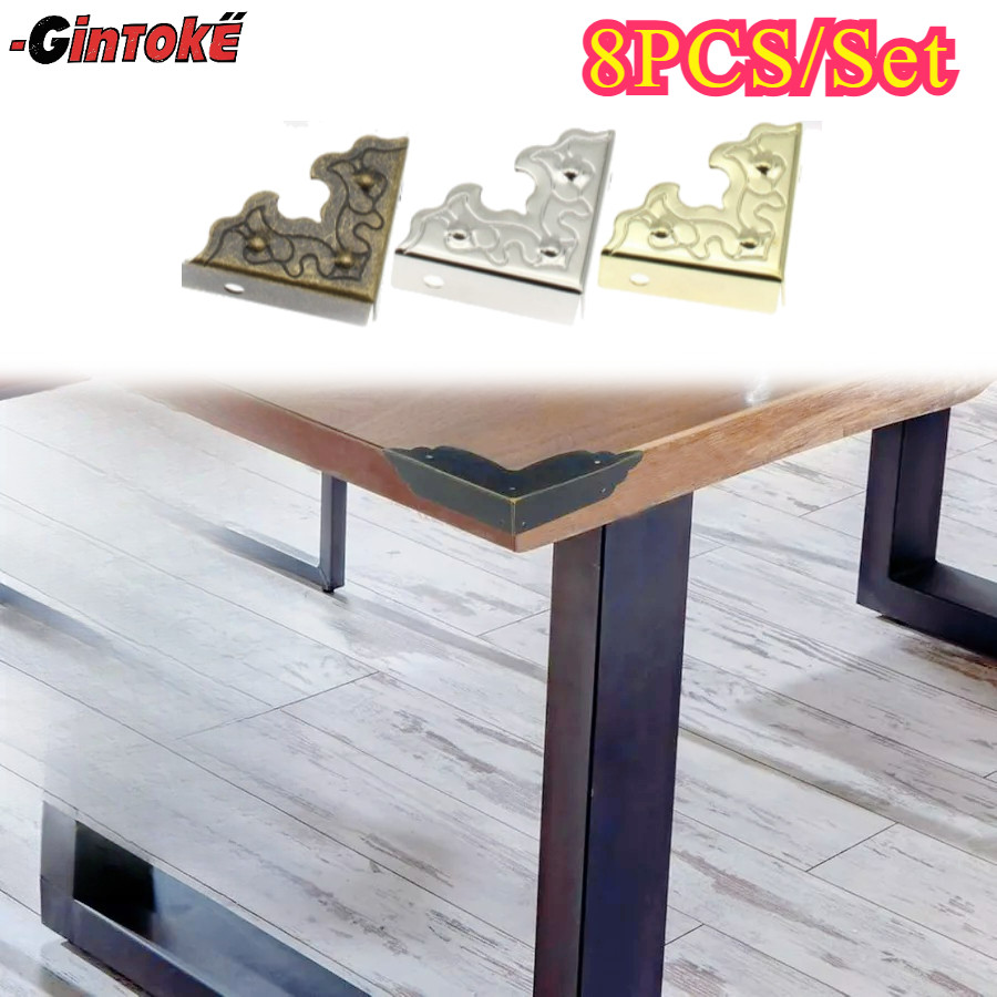8PCS Tembaga/Emas/Perak Vintage Plat Siku Besi/Perunggu Pelindung Sudut Kotak Kayu Siku Box Kotak Ko