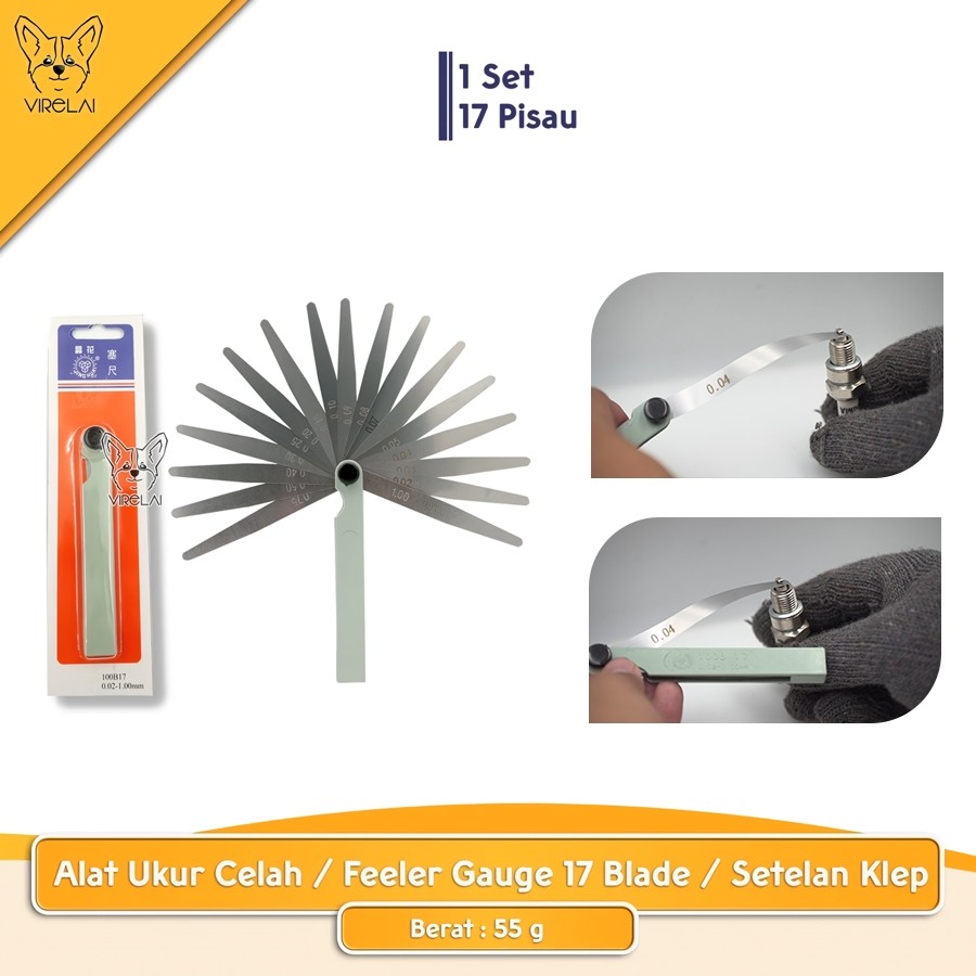 Alat Ukur Celah / Feeler Gauge 17 Blade / Feeler Puller / Setelan Klep