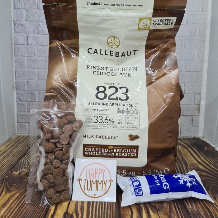 

Callebaut milk chocolate 823 33 callets coklat repack - 250 gram