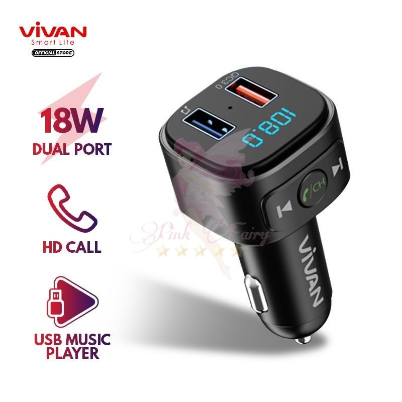 Vivan VBT01 Car Charger Transmitter Bluetooth Mobil Original