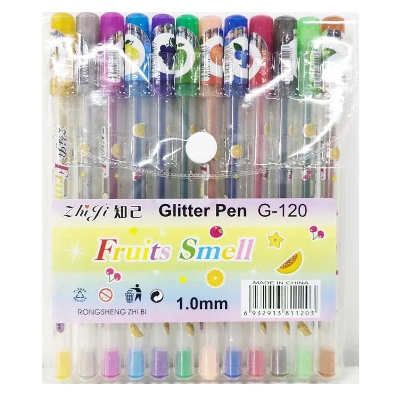 

12Pcs/set Scented Glitter Colors Gel Pens Highlighter for School Office Adult Coloring Book Journals Drawing Art Markers Cute